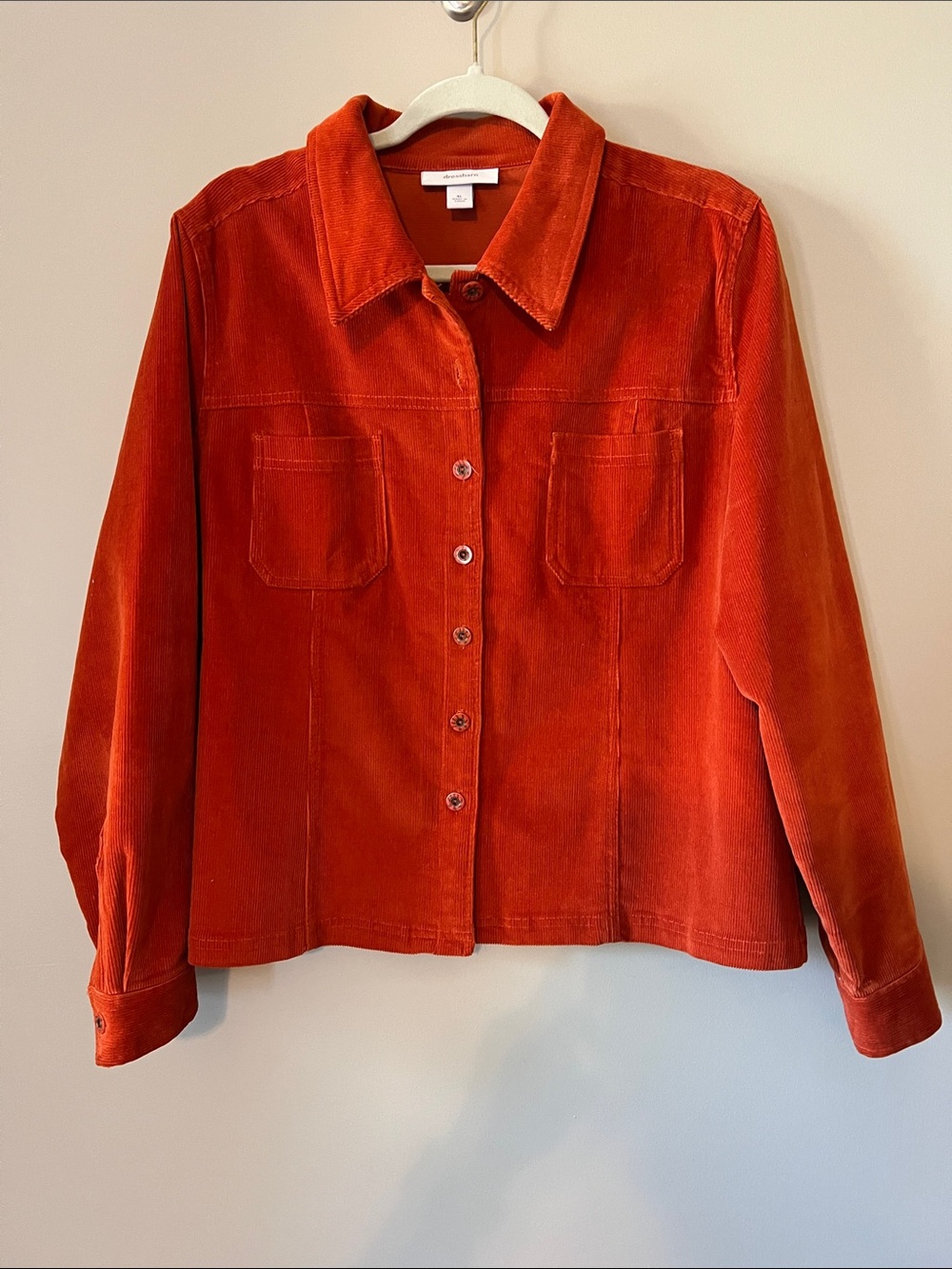 dressbarn Rust Orange Corduroy Button-Front Jacket